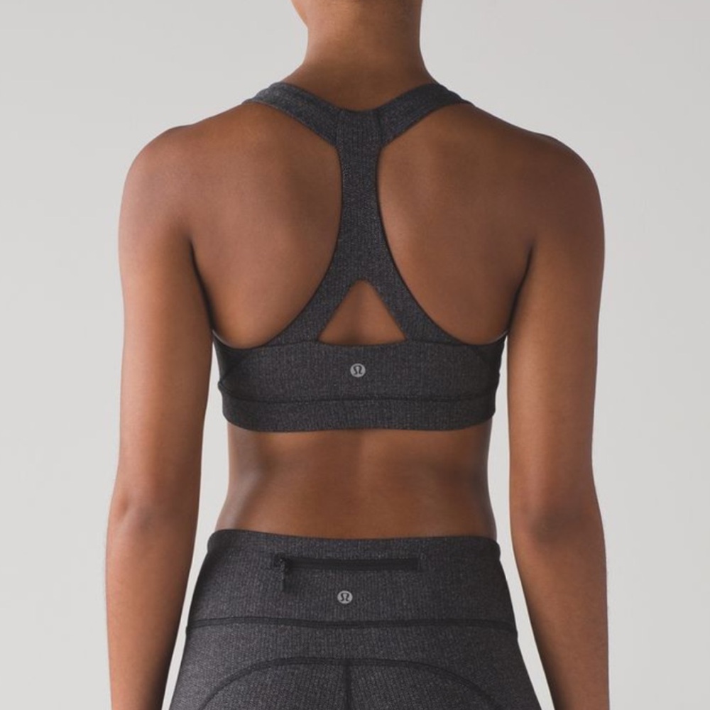 LULULEMON Fast Lane Bra Gray Sports Bra Racerback Size 4
